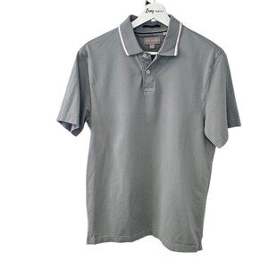 Ted Baker Mens Short Sleeve Polo, Collared, Grey, Casual, Cotton, Size Medium